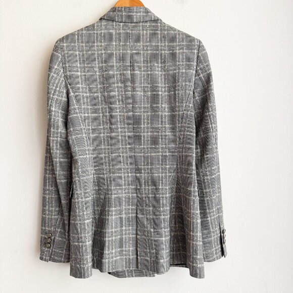 Zara Micro Plaid Double Breasted Classic Blazer S - Picture 7 of 8